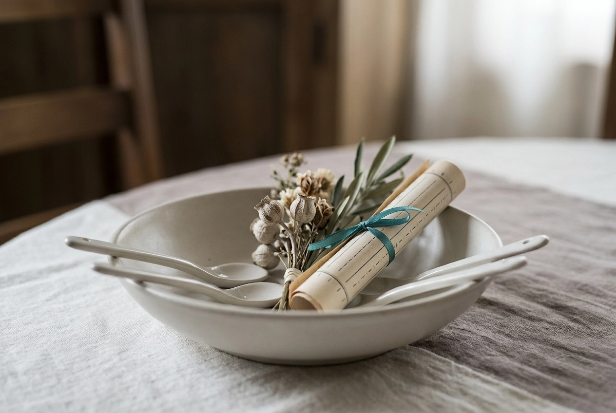 Professional header image for educational tutorial: Veganes Hochzeitsmenü: Wie Sie 3 bis 6 Gänge für Ihre Hoc...
